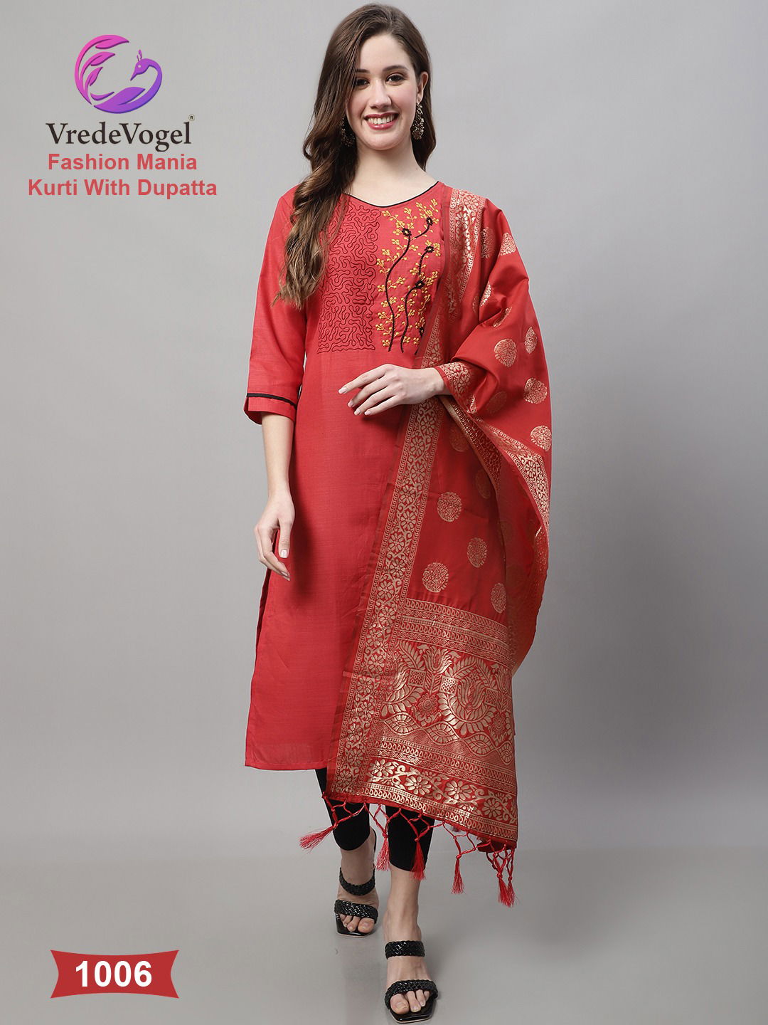 Vredevogel Fashion Mania Wholesale Cotton Kurtis With Dupatta